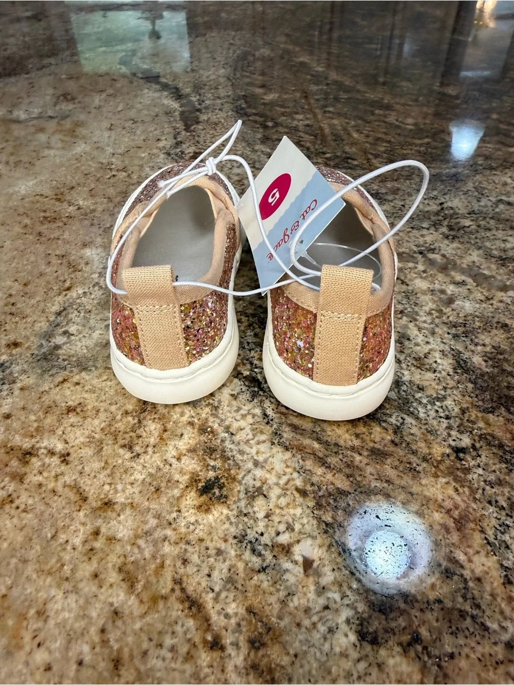 Cat & Jack Glitter Slip-On Shoes in Pink and Gold Tones